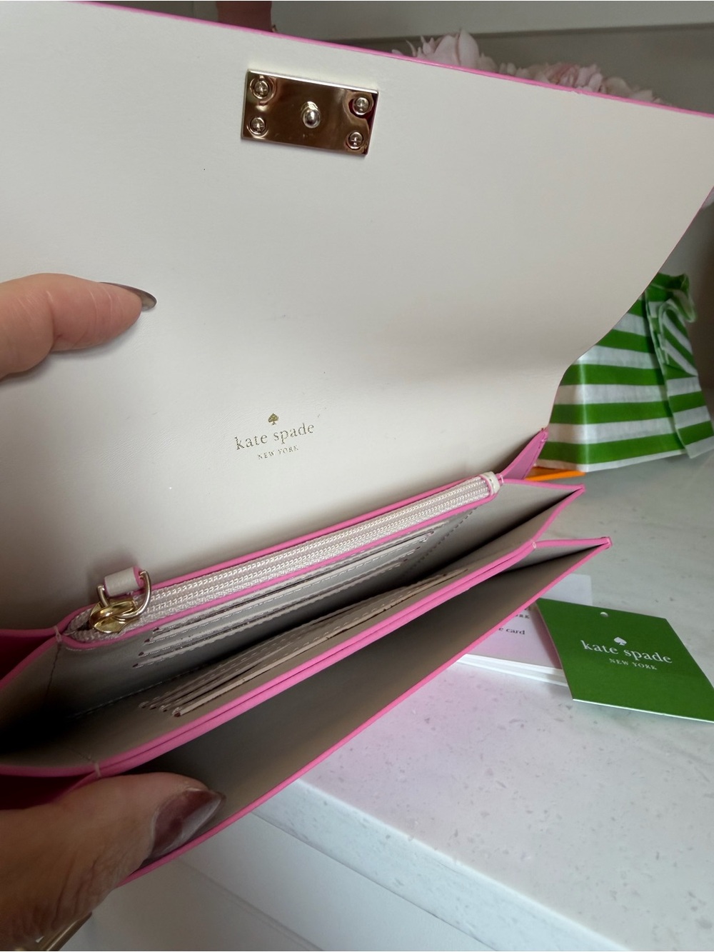 kate spade gift boxed like new Cameron St Lacey Pink Leather Continental Wallet - Picture 11 of 14